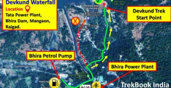 devkund waterfall trek location map